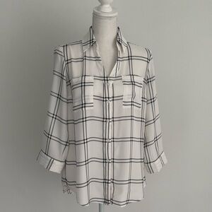 Fortune + Ivy Black and White Button Down Blouse